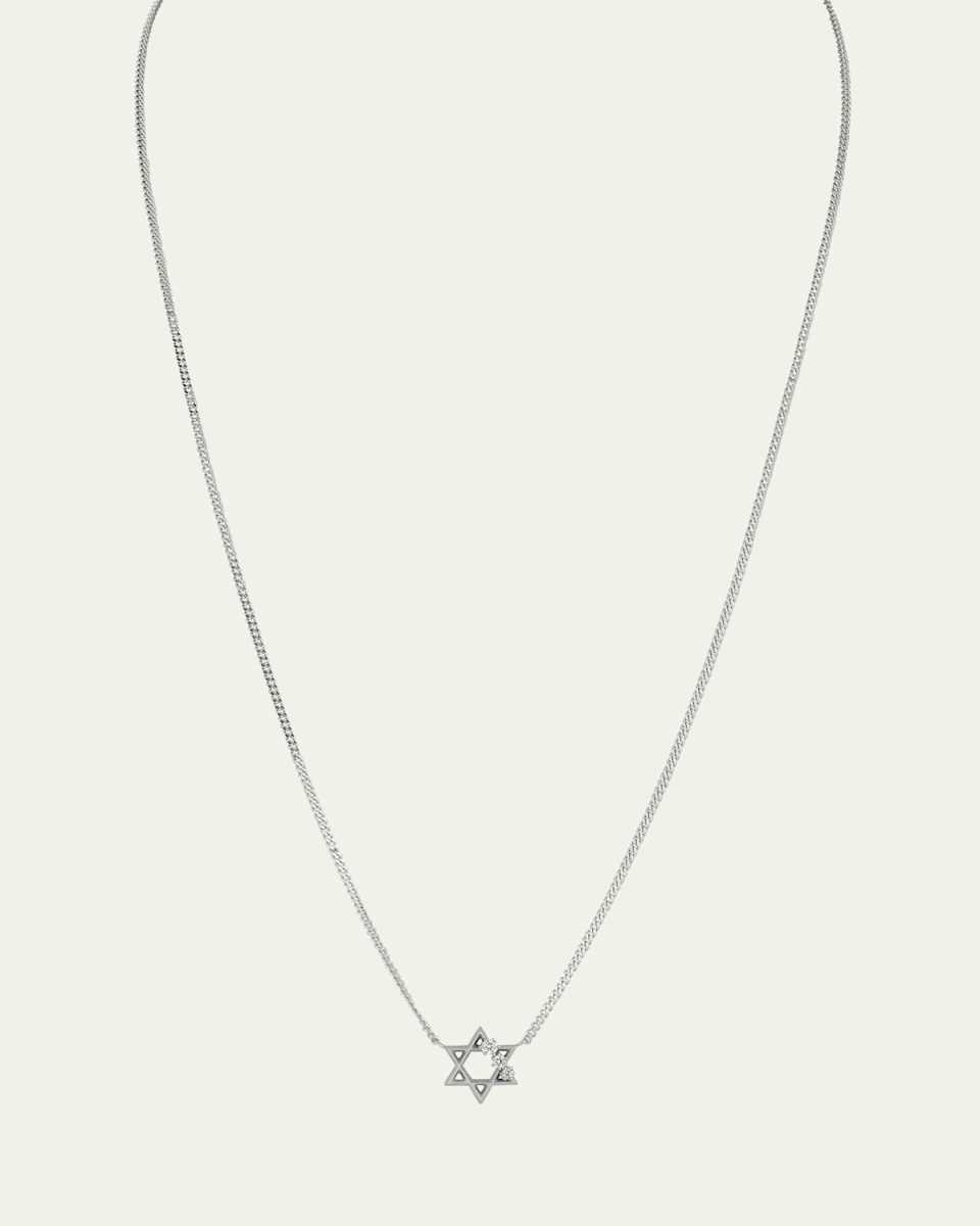 18K White Gold Star Of David Pendant Necklace